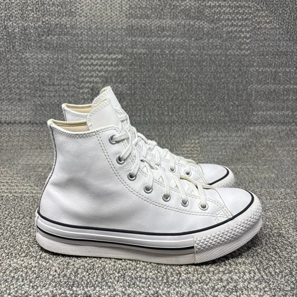 Converse Chuck Taylor All Star Lift Platform High Top Leather Kids Size 4 White